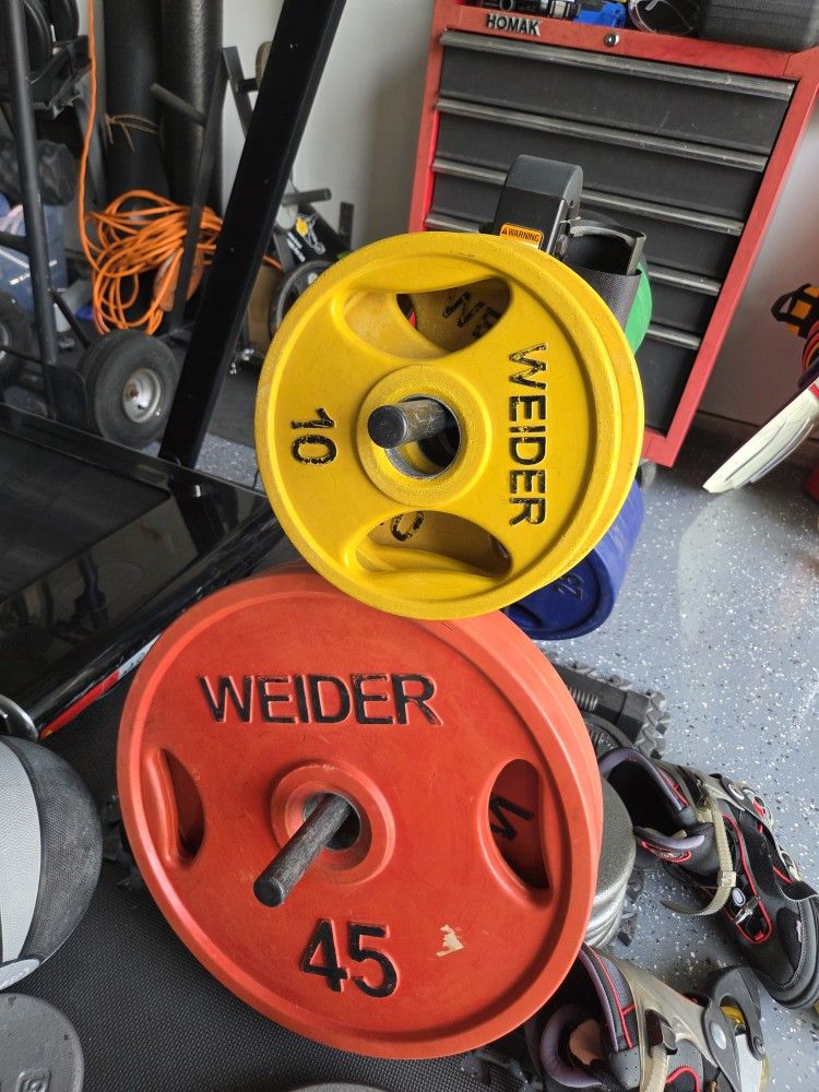 Olympic Size Weight Plates Weightlift Excercise Workout Bench Press Rubber Coated 2 Inch Olympic Size Weight Plates