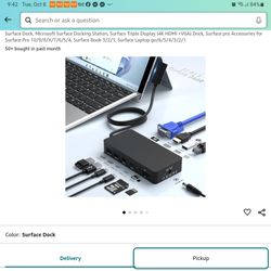 Microsoft Surface Docking Dock Station, Triple Display 4K 10 / 9 / 8 / X / 7 / 6 / 5 / 4, Surface Book 3 / 2 / 1, Surface Laptop go / 6 / 5 / 4 / 3 / 