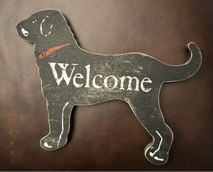 Black Dog  - Wooden Dog Silhouette Welcome Sign