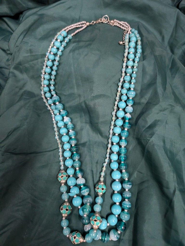 Turquoise And Blue Statement Necklace