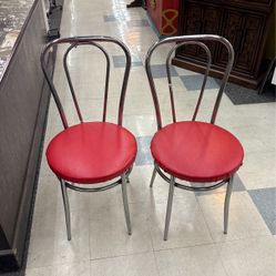 Vintage Diner Chairs With Red Seat