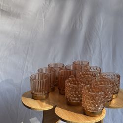 (12) Pink Glass Votives for Tea Lights