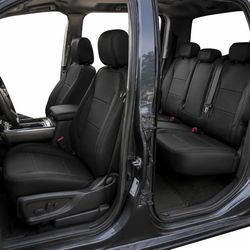Nappa Leather 5 Seats Seat Cover for Chevy Silverado GMC Sierra 2014-2018 Waterproof, UV Resistant, Foam Padded, Full Front & Back Set, Custom Fit for
