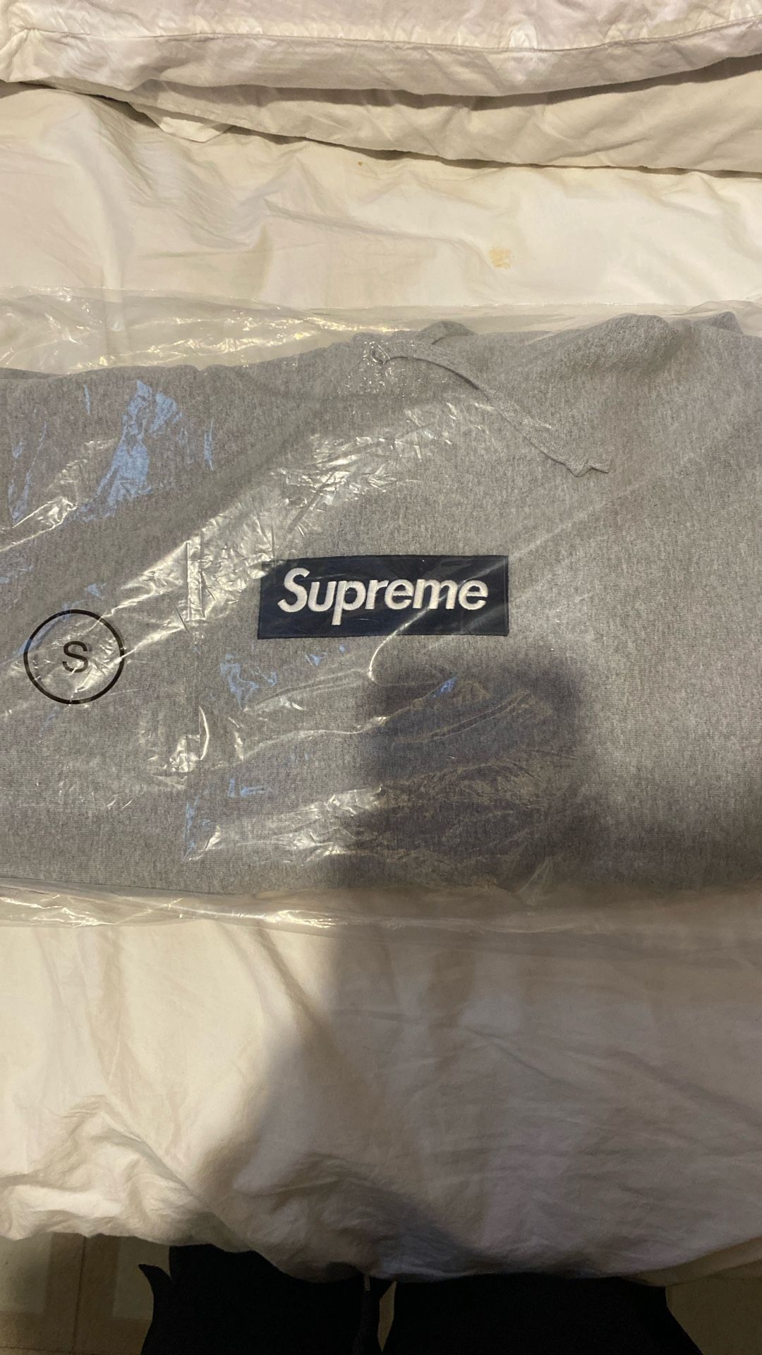 Grey Supreme Navy Box Logo