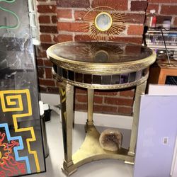 Light gold table with mirror top