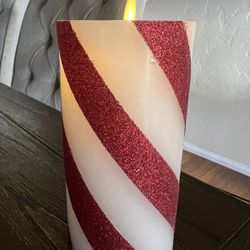NEW Luminara 3” x 6.5” Glitter Stripe Pillar 