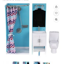 My Life As Bathroom Play Set with Shower and Light-up Vanity for 18" Doll 