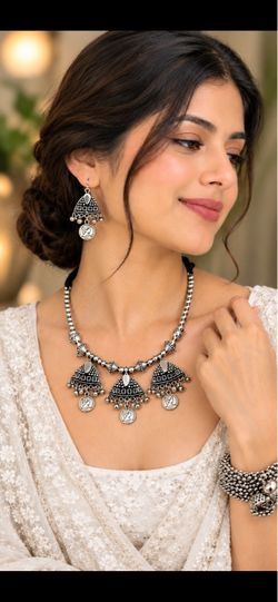Silver Oxidized Tribal Jewelry Set