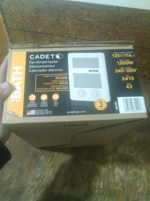 Cadet Heater Fan Forced 1000 W 240/120 V 3415 Btus