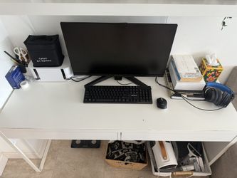Modern White Desk w/ 2 Drawers (DESKONLY)