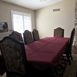 Wooden Table And Six Chairs