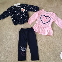 NWT Navy 3Pcs Outfit Set size 18-24m 2T