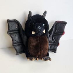 DAKIN 1986 BAT Halloween Plush Black Brown Bat 8" Plush Stuffed Animal