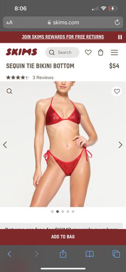 SKIMS NWT Tie Sequin Bikini Bottom Red M