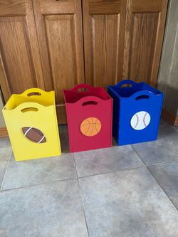 Kids Wood Toy Bins- Set of 3