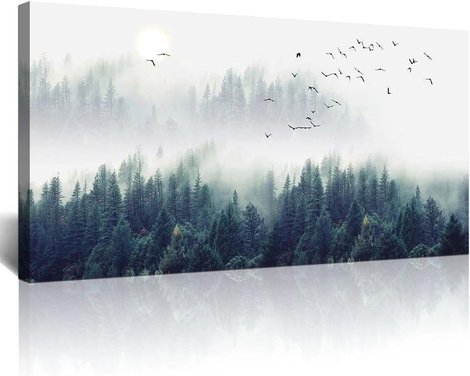 NEW 24"x48" Foggy Forest Canvas Wall Art