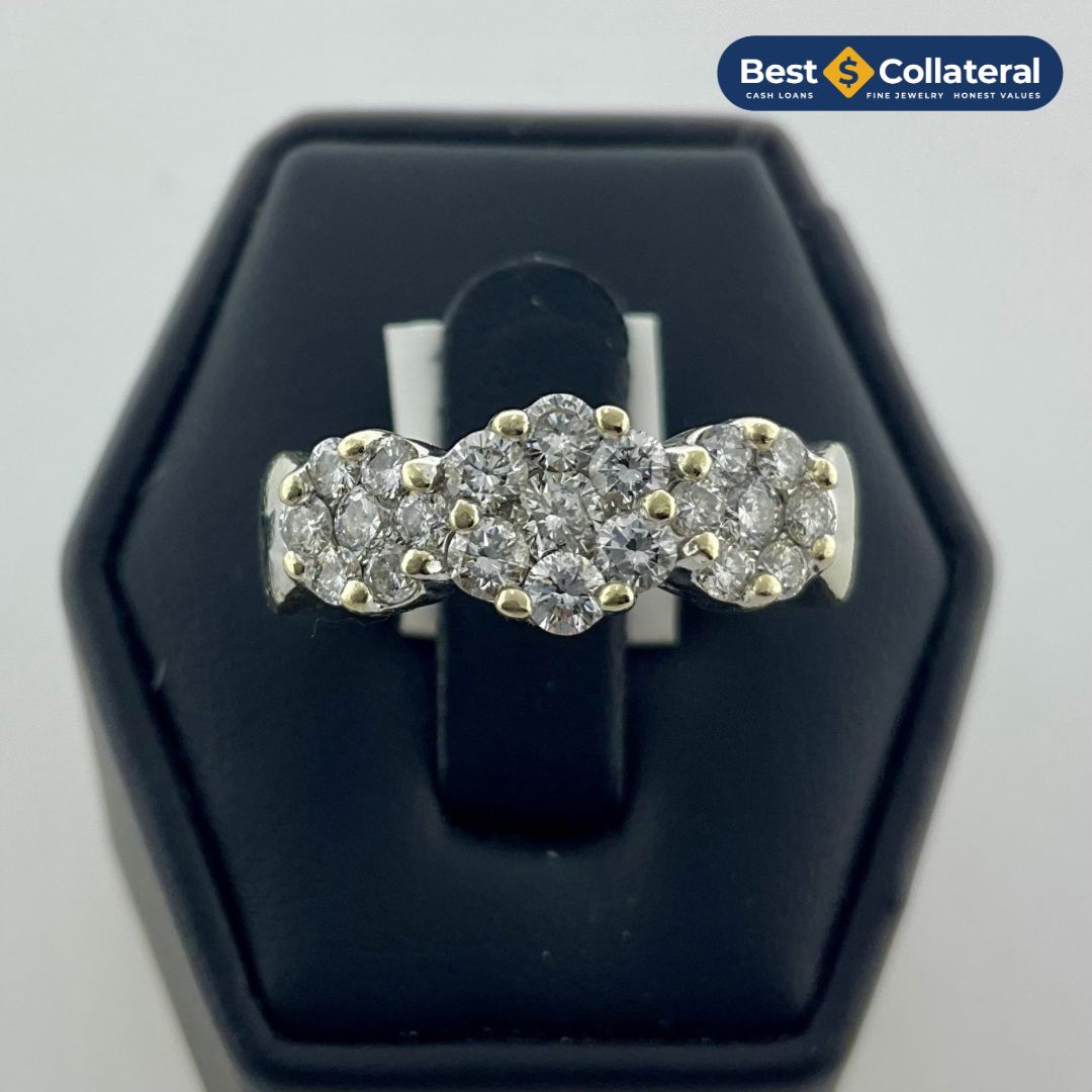 Ladies diamond cluster ring in 14k white gold