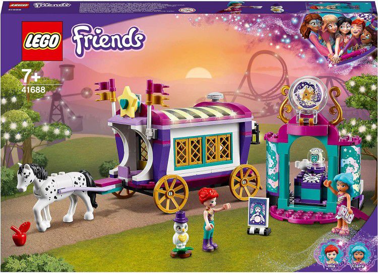 LEGO 41688 Friends Magical Caravan Horse Toy Set, Fairground Amusement Park for Kids 7 Plus Years Old 