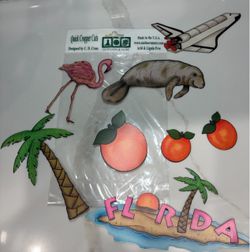 New Florida orange flamingo palm tree space ship manatee beach scrapbooking stickers