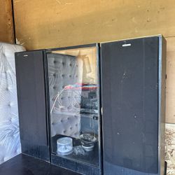 2 Fisher Home Subwoofer Speaker With Old school Glass Case For Radio Unit