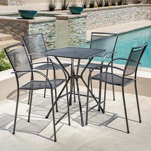 5-piece Mesh Bar Height Dining Set Plus 10-ft Umbrella