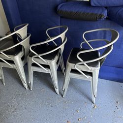 Designer Solid & Strong - (6) Metal Cushioned Chairs