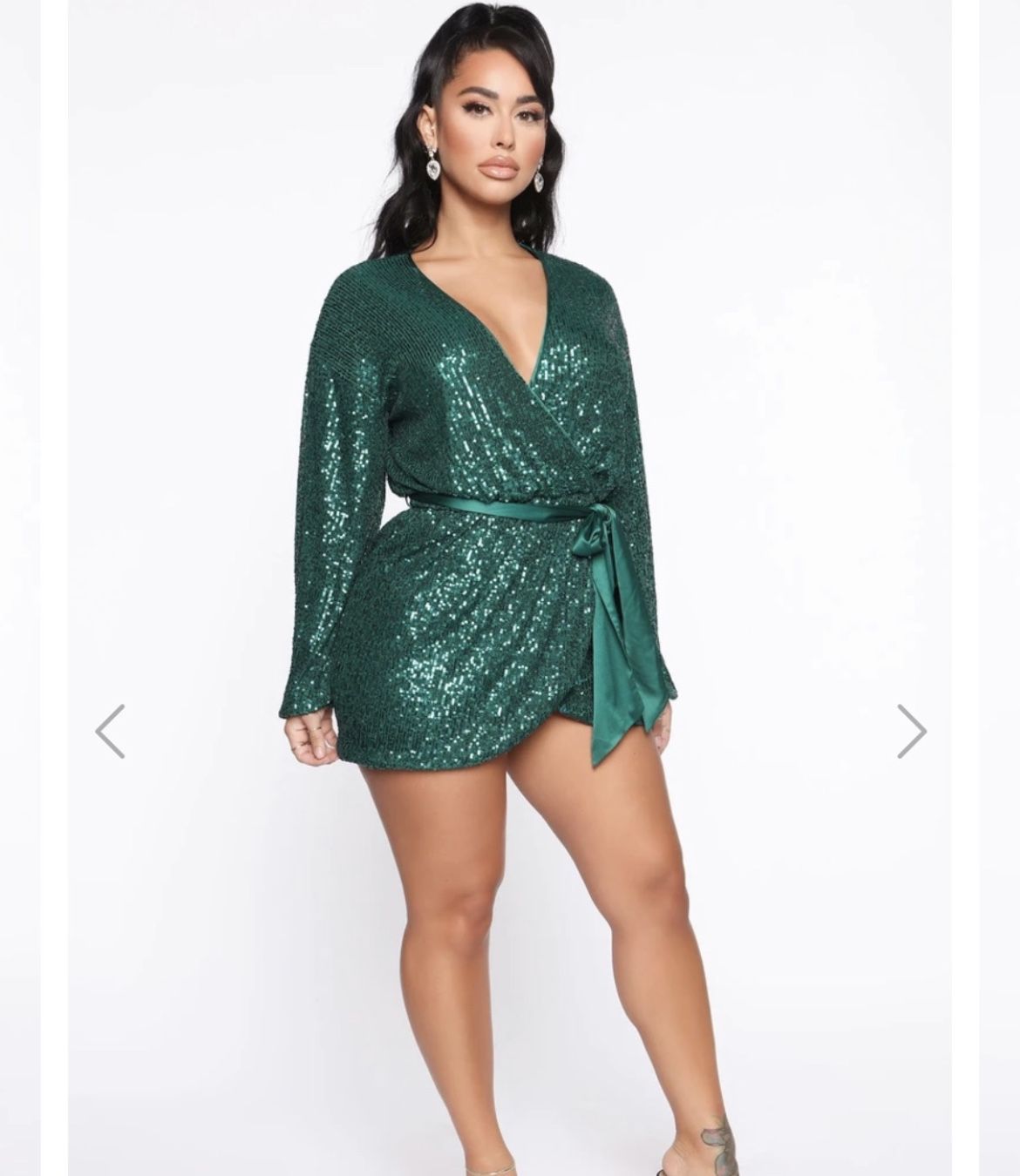 Fashion Nova Hunter Green Sequin Dress M