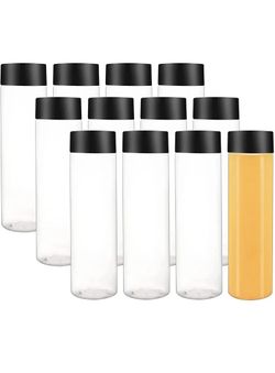 13.5 OZ (400 ml) Clear Plastic Water/Juice/Oil Bottles with Black Lids-200PC