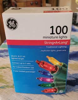 Miniature String A Long Christmas Lights Multi-Color with Green Wire 100