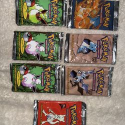 Pokemon Unopened 1990 Base Set Packs, Fossil Packs, Jungle Booster Packs