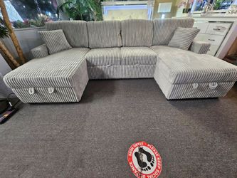 BRAND NEW 60" x 115" x 60" SECTIONAL WITH SOFA SLEEPER AND TWO STORAGE CHAISES
