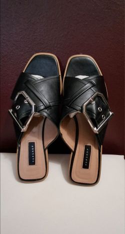 Black Topshop buckle Slip-on Slide Sandals