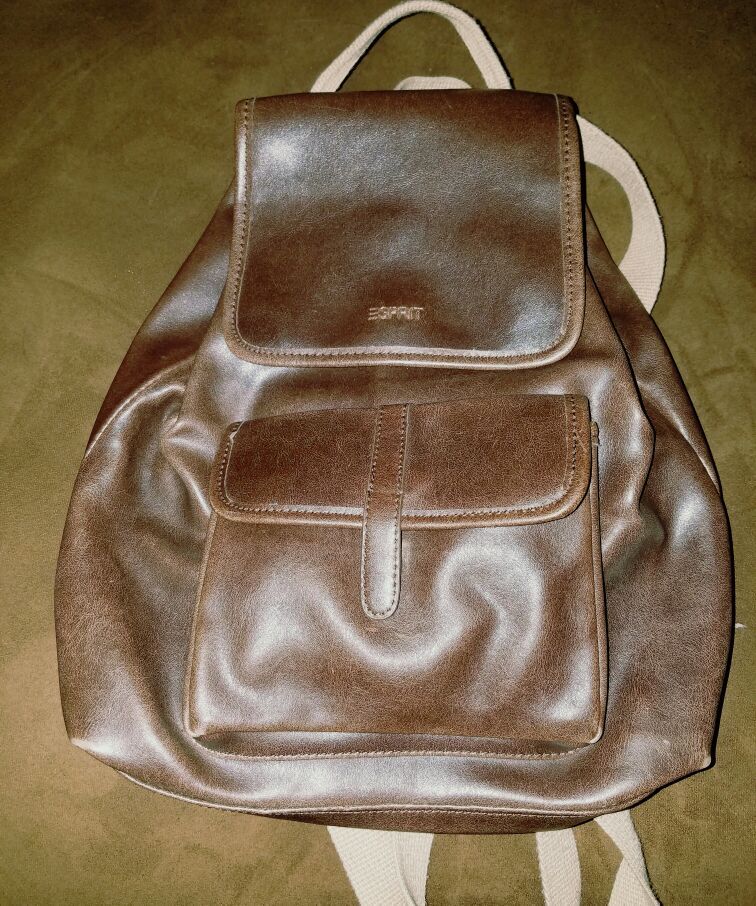 1990s Esprit Brown Leather Rucksack