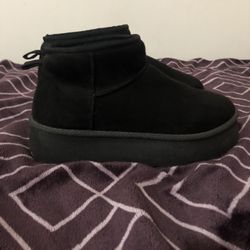 Black Platform Low Ankle Booties 