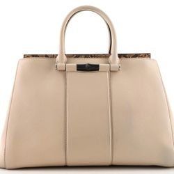 GUCCI Beige Leather And Python Lady Bamboo Handbag