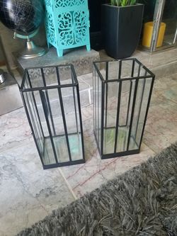 2 crate and barrel candle holders