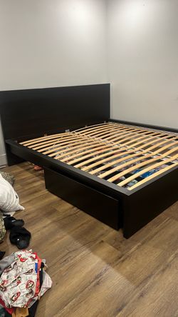 Ikea  MALM king size bed frame and two drawers