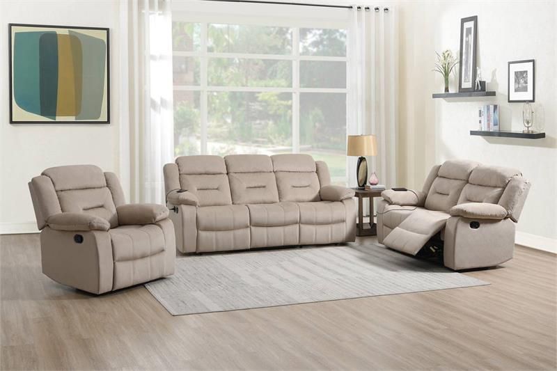 2 Piece Recliner Sofa & Recliner Loveseat-$685.00 (Recliner Chair-$235.00) – Beige Color