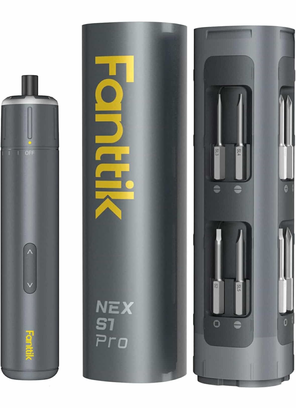 S1 Pro 3.7V Electric cordless Screwdriver, Power 14 S2 Steel Bits, 3 Torque Settings, Max 6 N.m, 2000mAh Battery, LED Light, 1/4''Hex,