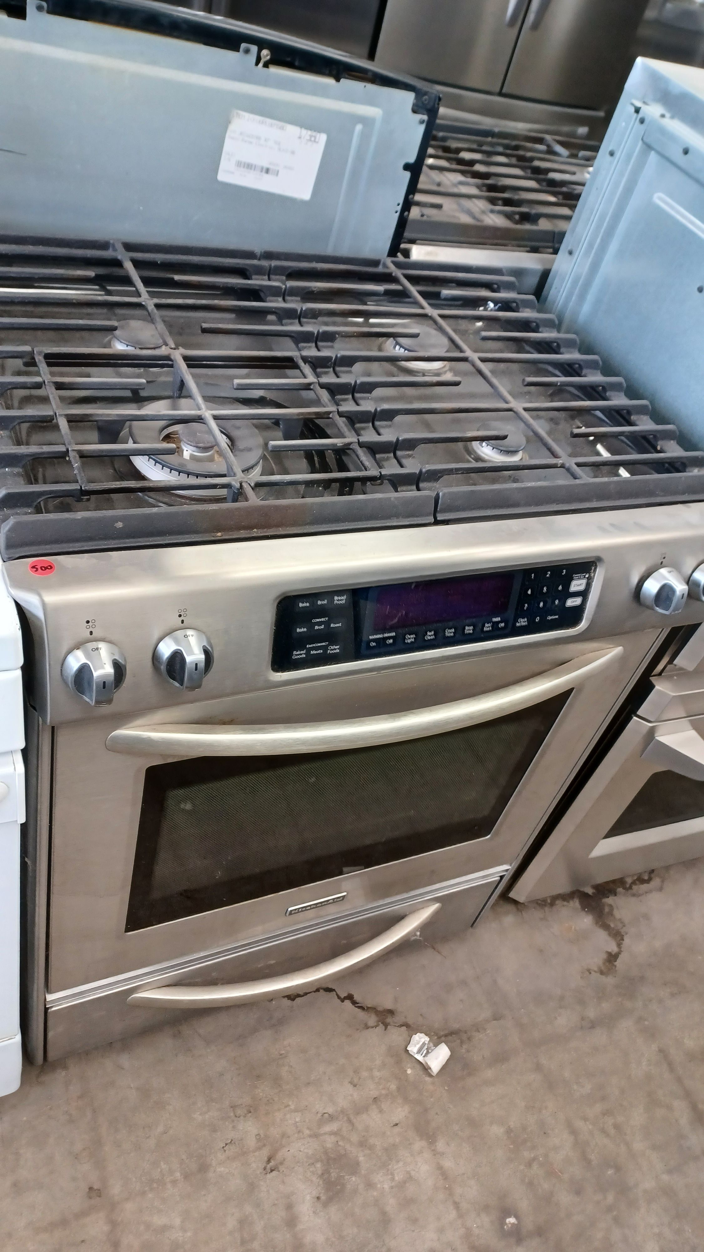 Kitchen aid stainless steel dual fuel slide in range