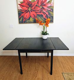 Long Rectangular Square Dark Espresso Solid Wood Drop Leaf Extension Dining Room Table Expandable