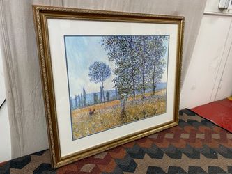 “Sunlight Under the Poplars” Framed Signed Print by Claude Monet
