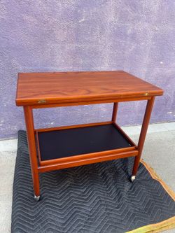 MID CENTURY DANISH MODERN GRETE JALK FOR POUL JEPPESENS BAR CART SERVICE TRAY FLIP TOP