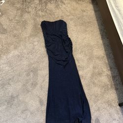 Navy Blue Strapless Prom Dress Size XL