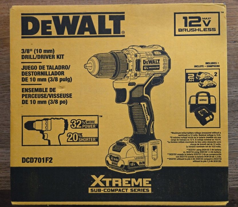 Brand New - Dewalt Xtreme 12v Cordless Drill Kit