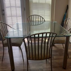 Glass Table and 4 Chairs
