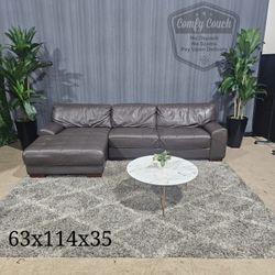 💎 Chateau d'Ax Italian Leather Sectional Sofa (Delivery Available!! )