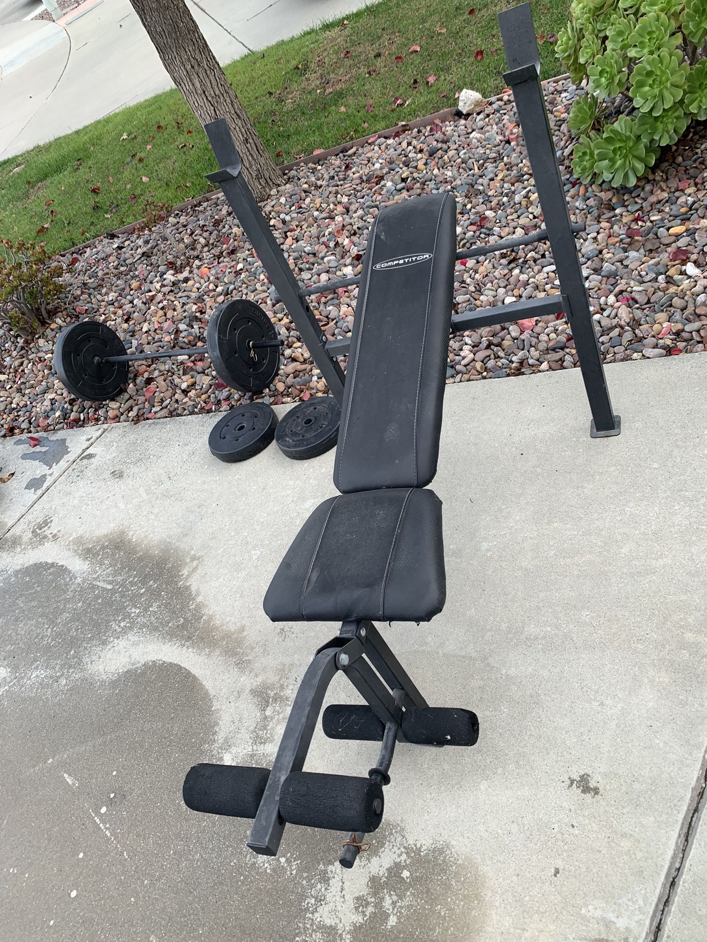 Competitor Workout Bench With Bar And Weights