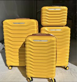 4-Piece Yellow Luggage Set – Brand New