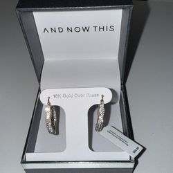 Brand New Macy’s Fine Silver Plate Earrings - 18K Gold Over Brass